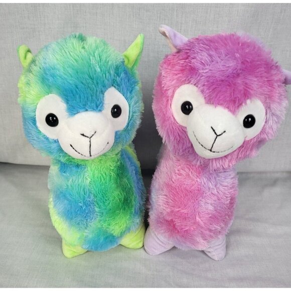 (2) Llama Plush Stuffed Animals Alpaca Pink/Purple & Green/Blue Llama Drama Fun - Picture 1 of 5
